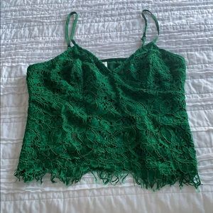 Green Lace Cami cropped tank